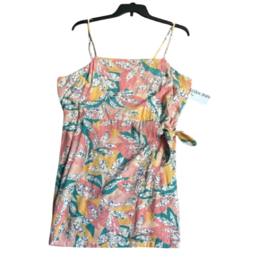 Nine West dress spaghetti strap side tie abstract print pattern XXL